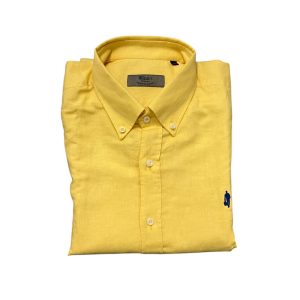 Marlboro Classics - Camicia giallo lino e cotone tinta unita MCK05/21273