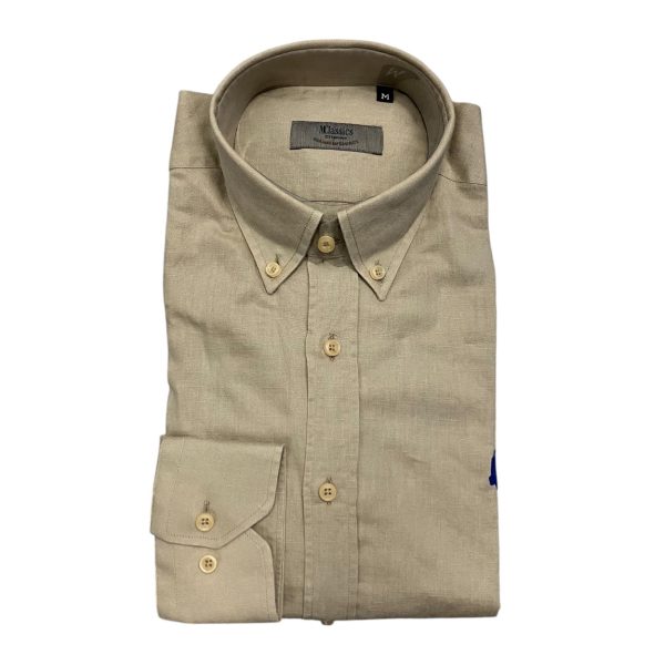 Marlboro Classics - Camicia sabbia lino e cotone tinta unita MCK05/21273
