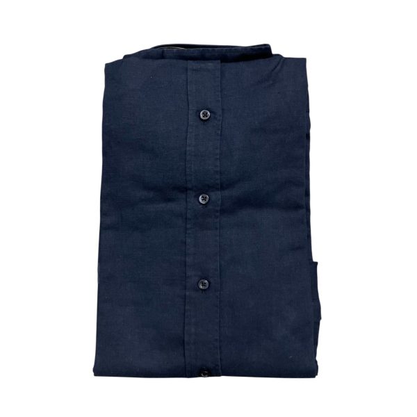 Marlboro Classics - Camicia blu scuro lino e cotone tinta unita MCK05/21273 - immagine 3