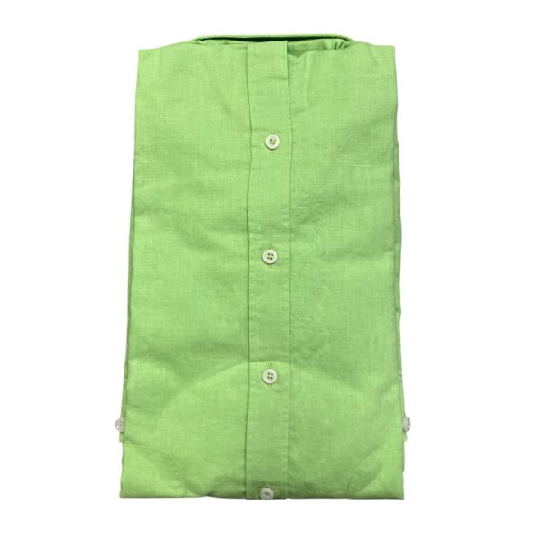 Marlboro Classics - Camicia verde acido misto lino con taschini MCK91/21273 - immagine 3