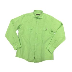 Marlboro Classics - Camicia verde acido misto lino con taschini MCK91/21273