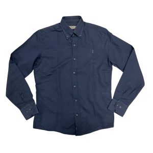 Marlboro Classics - Camicia blu scuro lino e cotone tinta unita MCK05/21273