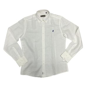 Marlboro Classics - Camicia bianco ottico lino e cotone tinta unita MCK05/21273