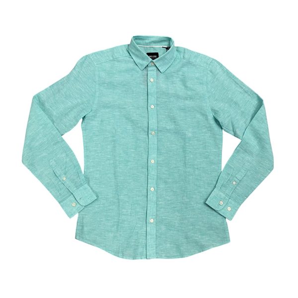 Only & Sons - Camicia in lino e cotone turchese