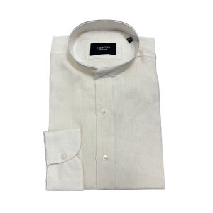 Scervino Street - Camicia lino beige colletto coreano U38TK4001XXK