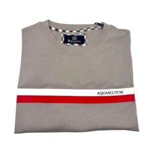 Aquascutum - T-shirt uomo in cotone grigio taupe taglia S