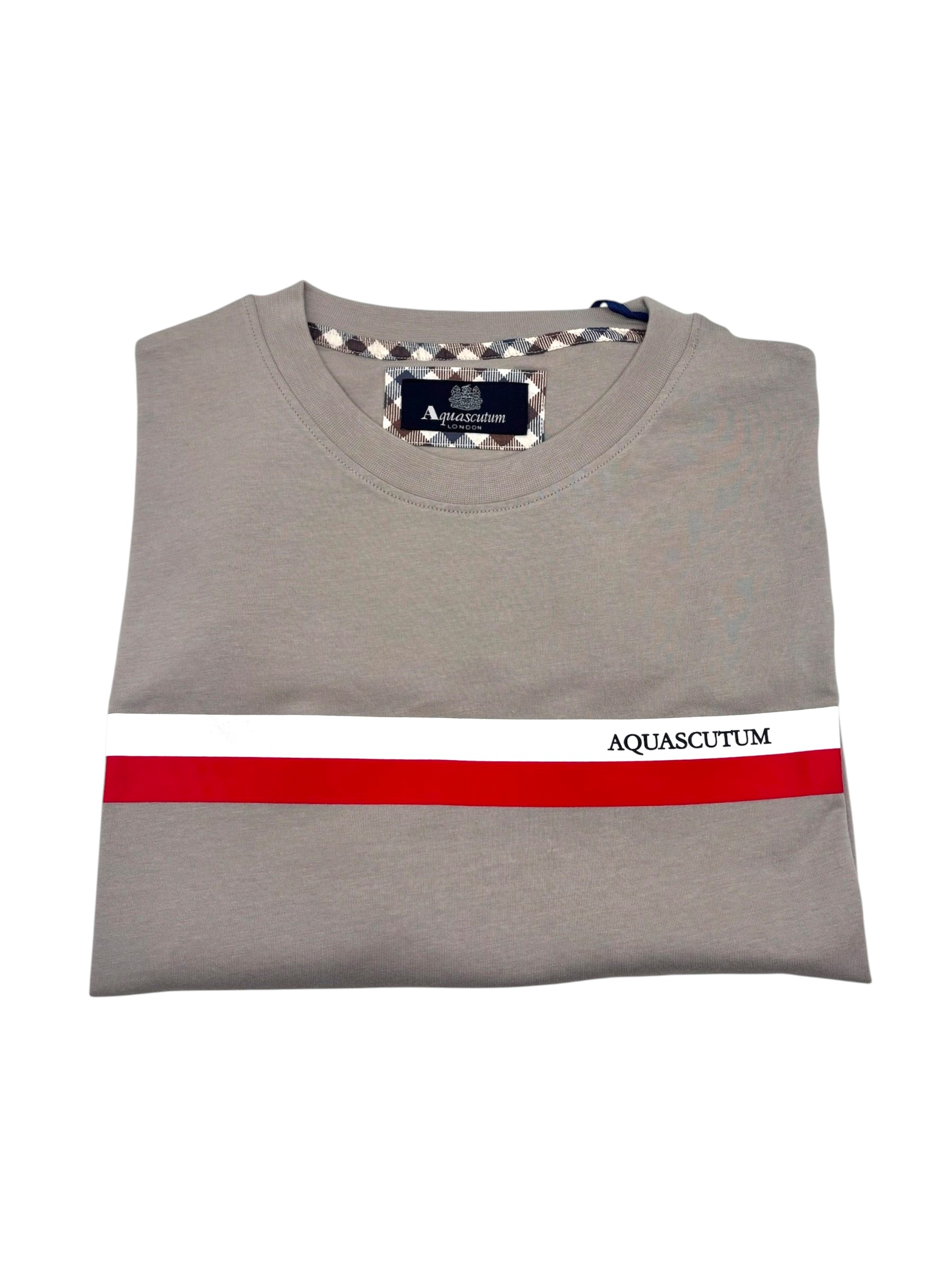 Aquascutum - T-shirt uomo in cotone grigio taupe taglia S