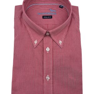 Harmont & Blaine - Camicia regular fit in cotone micro-check rosso e bianco