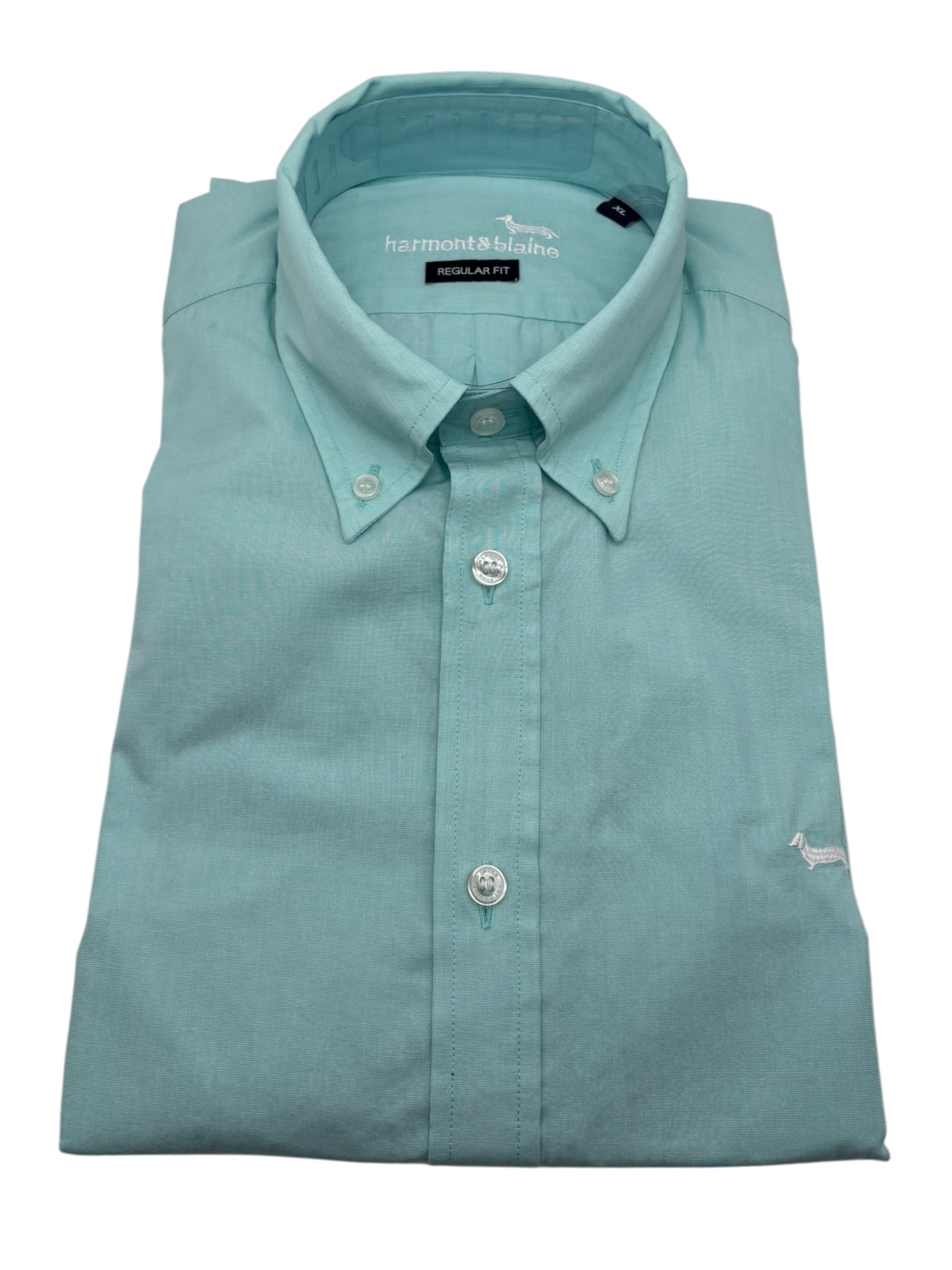 Harmont & Blaine – Camicia regular fit in cotone verde acqua