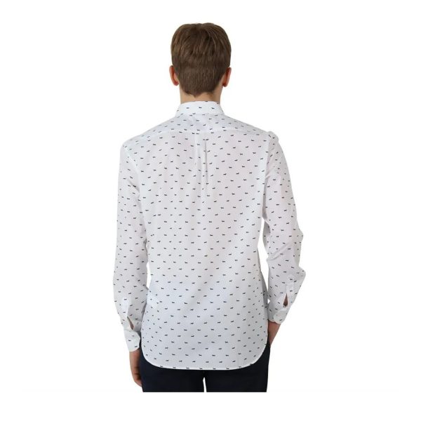 Harmont & Blaine - Camicia in cotone bianco stampa multipla bassotto blu CRN001 - immagine 3