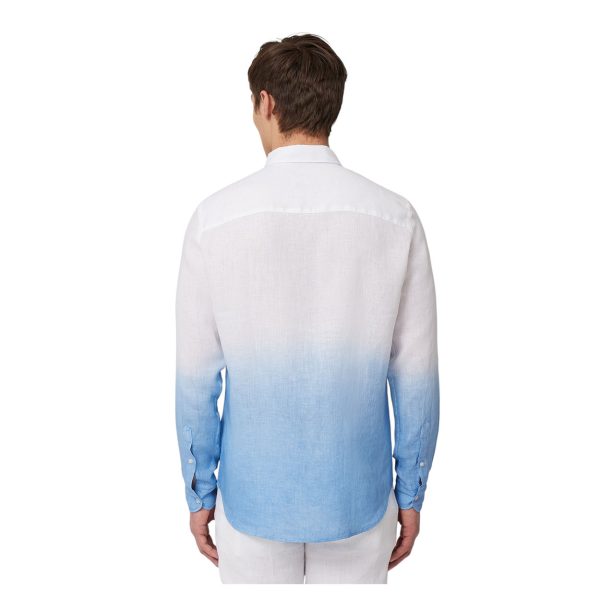 Harmont & Blaine -  Camicia in lino stampa sfumata azzurro bianco CRN567 - immagine 2