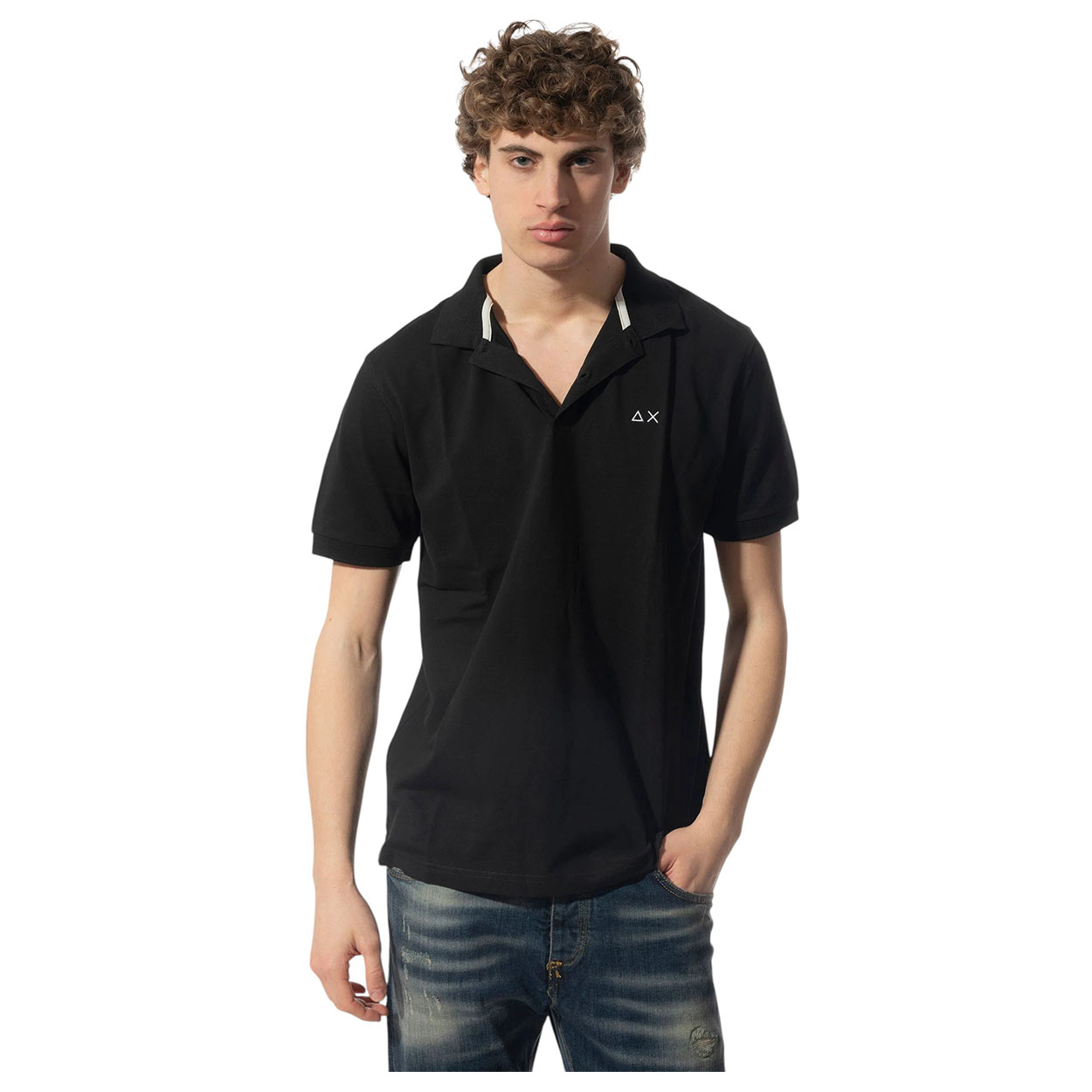 Sun68  Polo basic S/S cotone A35109 nero - immagine 2
