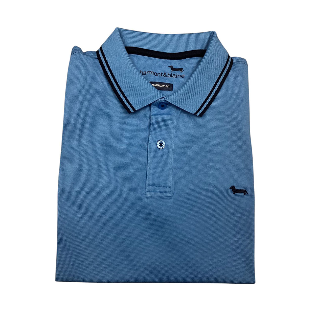 Harmont & Blaine - Polo in cotone azzurro Narrow fit LNN010 - immagine 2