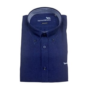 Harmont & Blaine - Camicia in lino blu indigo CRN014