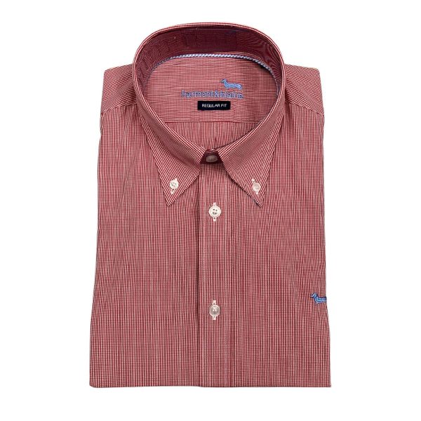 Harmont & Blaine - Camicia in cotone a quadretti rosso bianco CRN074