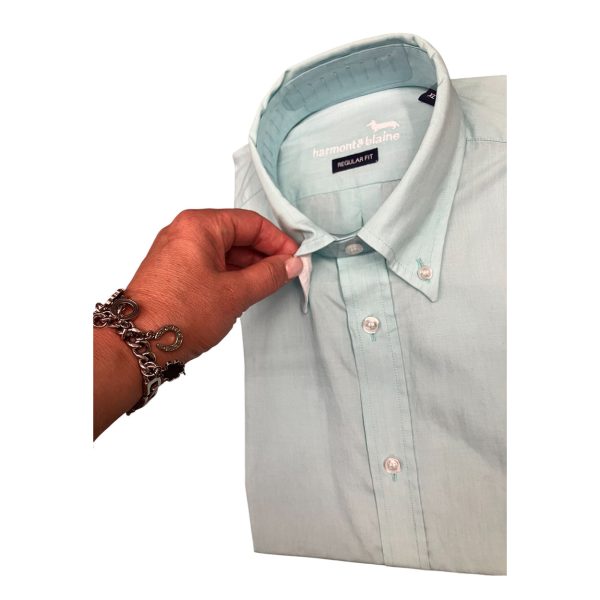Harmont & Blaine - Camicia in cotone verde acqua CRN011 - immagine 3