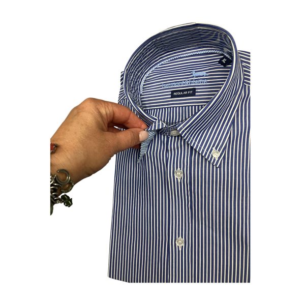 Harmont & Blaine -  Camicia in cotone a righe blu bianco CRN074 - immagine 3