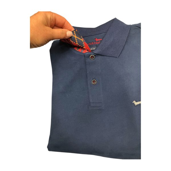 Harmont & Blaine - Polo manica lunga cotone blu LRM397 - immagine 2