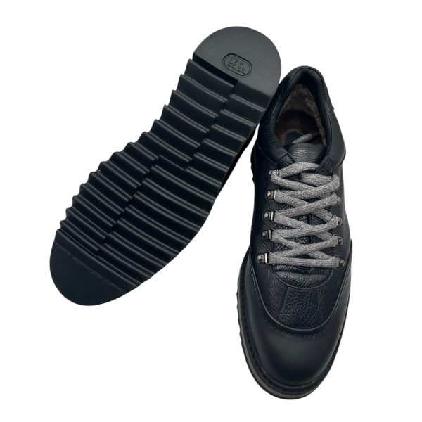 Brecos - EU/42 - Scarponcini in pelle di vitello nero con interni shearling 12040 - immagine 3
