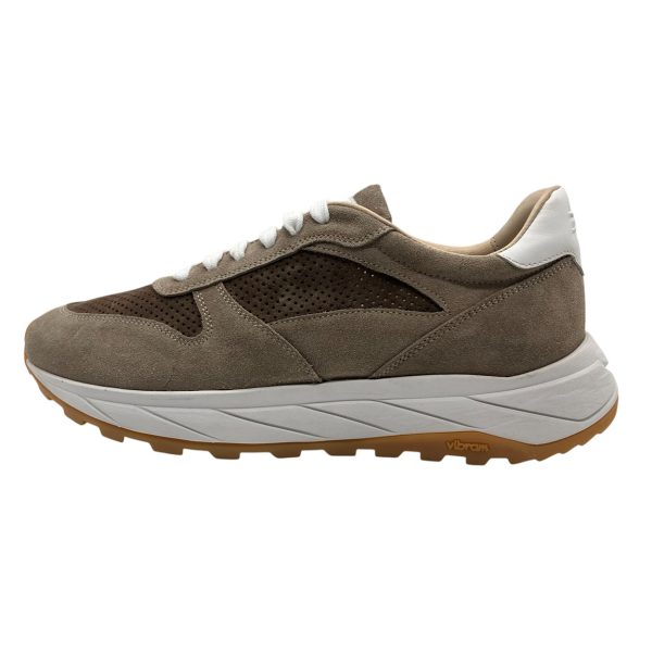 Brecos - EU/42 - Sneaker basso in scamosciato écru con lacci uomo