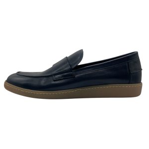 Brecos - EU/42 - Mocassini in pelle blu con suola in gomma antiscivolo cucita