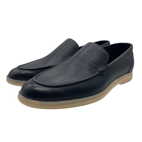 Brecos - EU/42 - Mocassini in pelle martellata blu con suola in gomma cucita - immagine 2