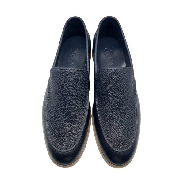 Brecos - EU/42 - Mocassini in pelle martellata blu con suola in gomma cucita - immagine 3
