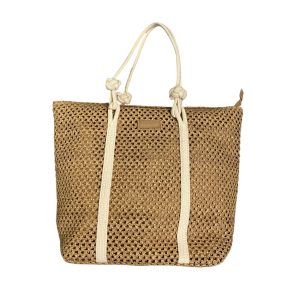 Sara - Borsa a spalla in paglia écru e corda panna RL504