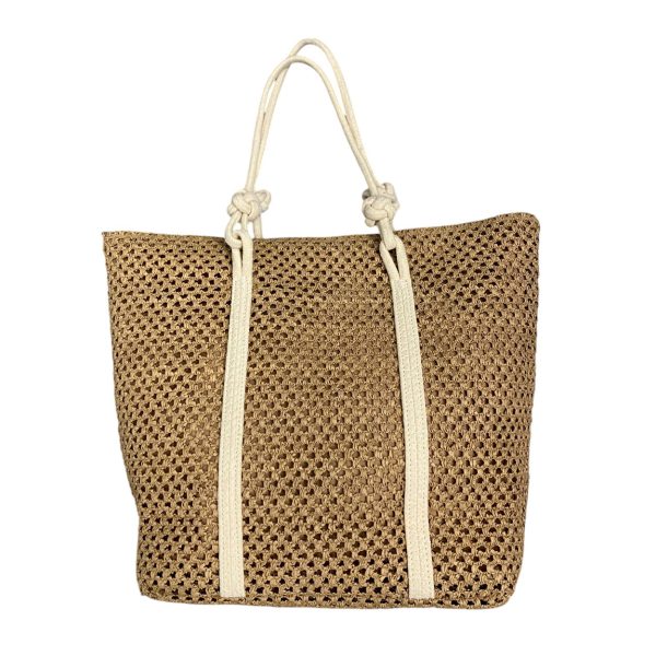 Sara - Borsa a spalla in paglia écru e corda panna RL504 - immagine 2