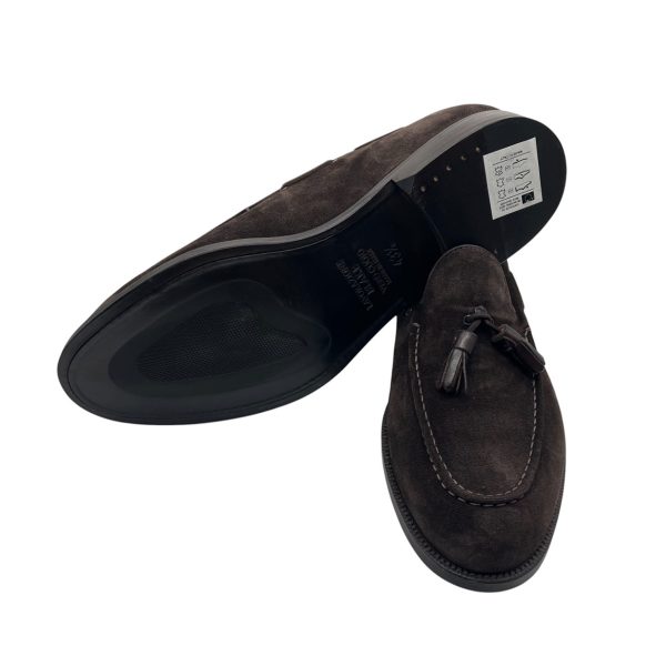 Brecos - Mocassini in scamosciato marrone con nappine e rifiniture in pelle - immagine 4