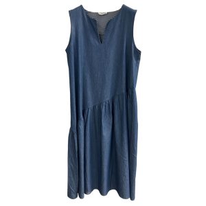 Alma Righi di Rovereto - Vestito estivo in cotone colore denim blu 397
