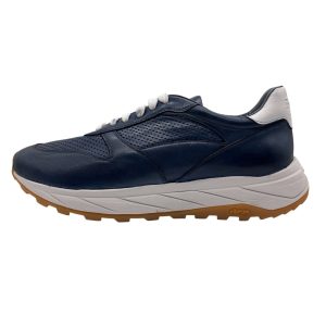 Brecos - EU/42 - Sneaker basso in pelle blu con lacci uomo