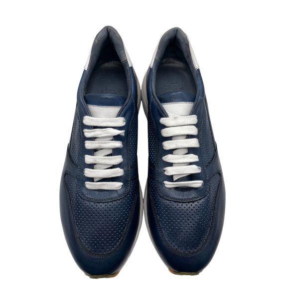 Brecos - EU/42 - Sneaker basso in pelle blu con lacci uomo - immagine 3