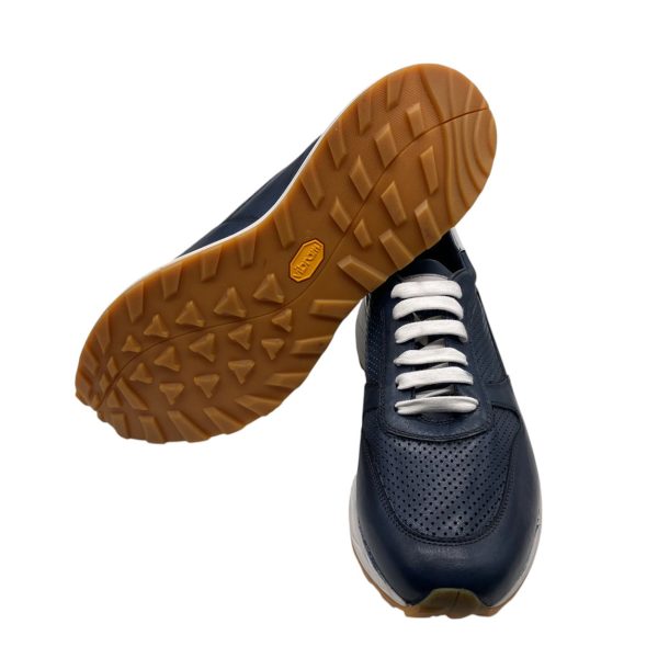 Brecos - EU/42 - Sneaker basso in pelle blu con lacci uomo - immagine 5