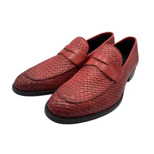 Raphael - Mocassini in pelle intrecciata rosso lavorazione Sacchetto 6331 Pant. Faff+