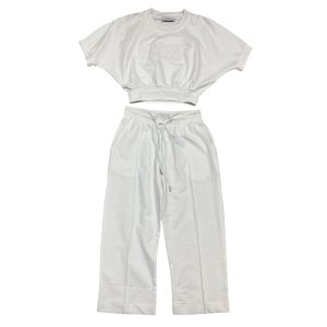 Markup - XS - Completo tuta estivo in cotone bianco ottico