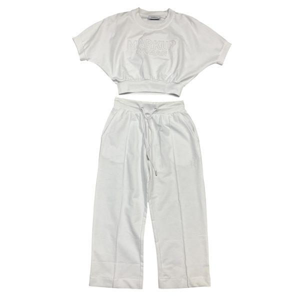 Markup - XS - Completo tuta estivo in cotone bianco ottico