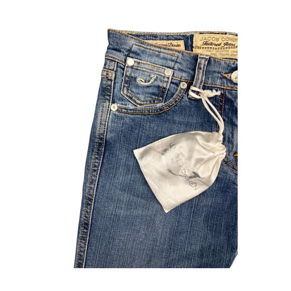 Jacob Cohën - Jeans 3/4 in cotone elasticizzato blu J741-S - immagine 4