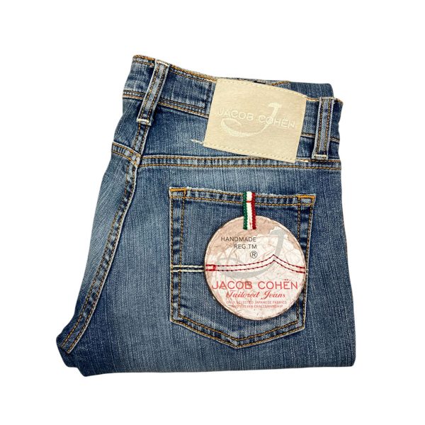 Jacob Cohën - Jeans 3/4 in cotone elasticizzato blu J741-S - immagine 3