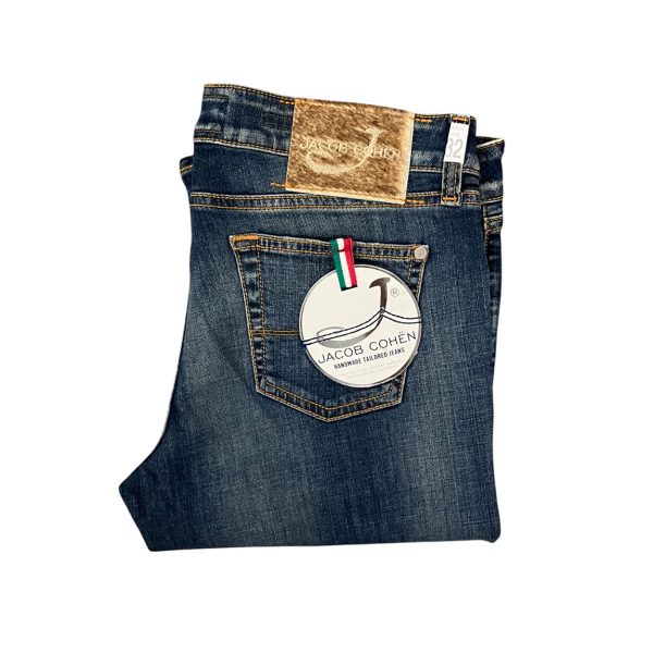 Jacob Cohën - Jeans in cotone elasticizzato blu J711 - immagine 3