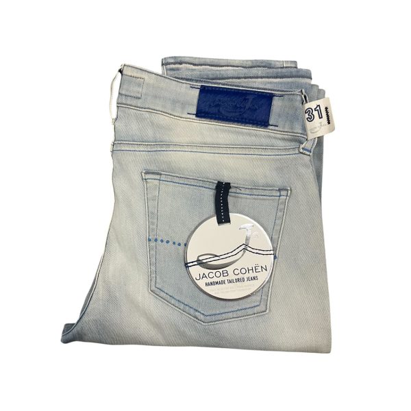 Jacob Cohën - W31 - Jeans in cotone elasticizzato blu chiaro lavato PW711 Slim - immagine 3