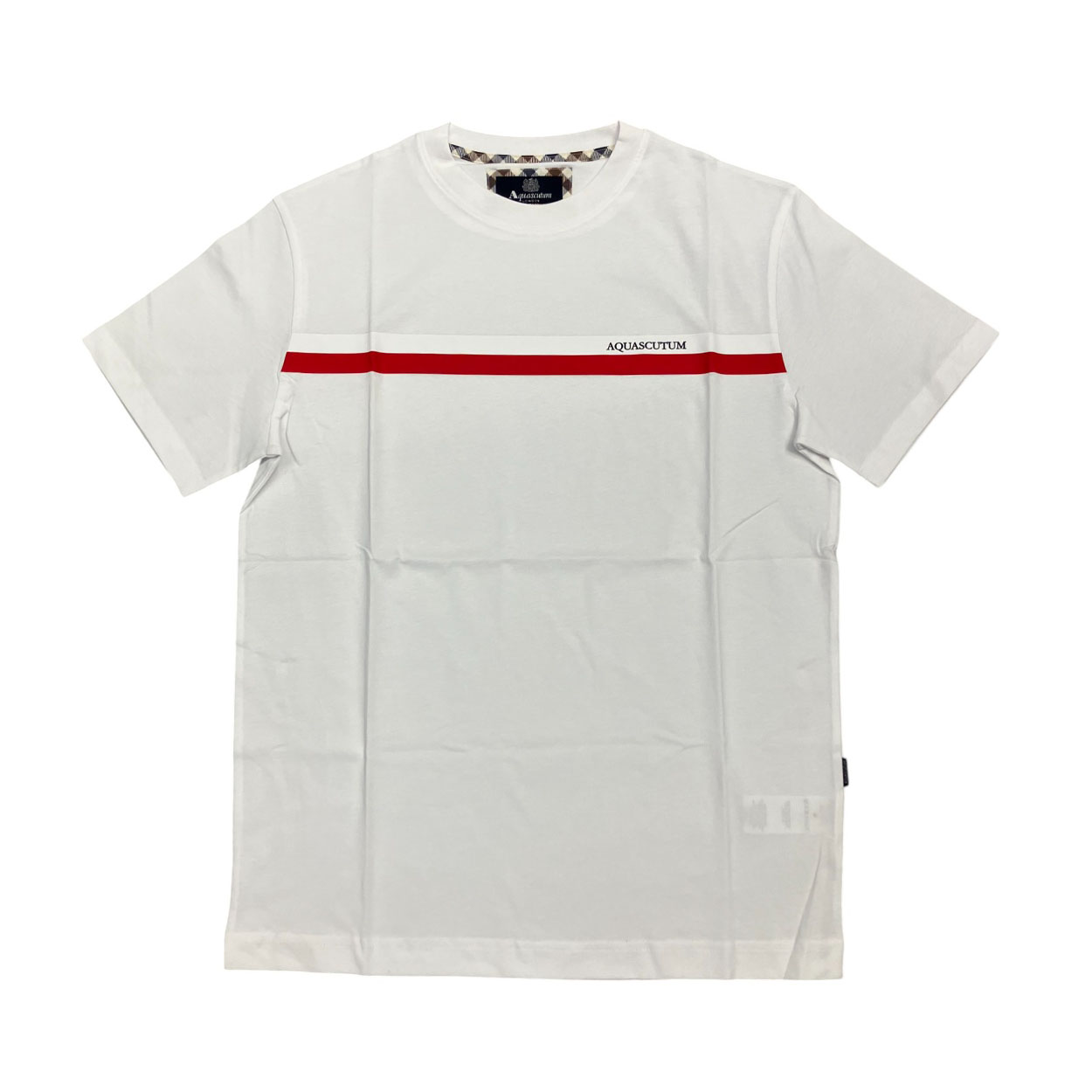 Aquascutum - T-shirt in cotone bianco logo TAQ05 uomo
