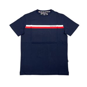 Aquascutum - T-shirt in cotone blu scuro logo TAQ05 uomo