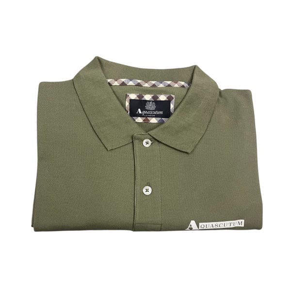 Aquascutum - Polo in cotone verde oliva PAQ08 P8 uomo - immagine 3