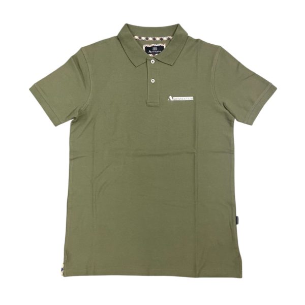 Aquascutum - Polo in cotone verde oliva PAQ08 P8 uomo
