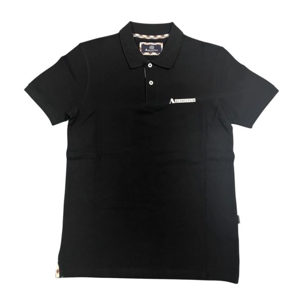 Aquascutum - Polo in cotone nero PAQ08 P8 uomo