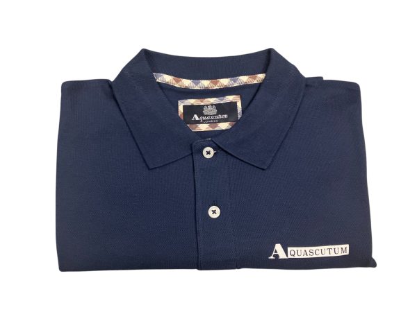 Aquascutum - Polo in cotone blu scuro PAQ08 P8 uomo - immagine 3