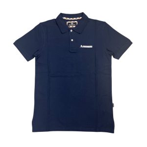 Aquascutum - Polo in cotone blu scuro PAQ08 P8 uomo