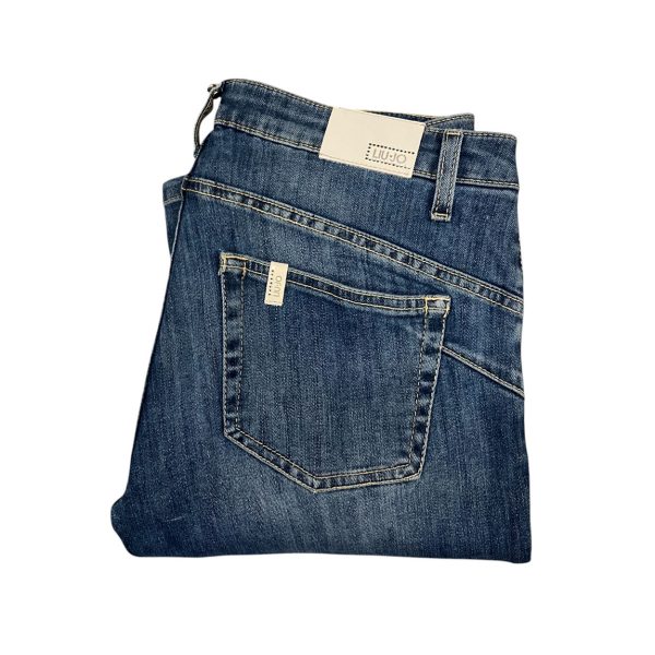 Liu.Jo - W26 - Jeans push-up cotone elasticizzato blu con strass U18054 D3164 - immagine 3