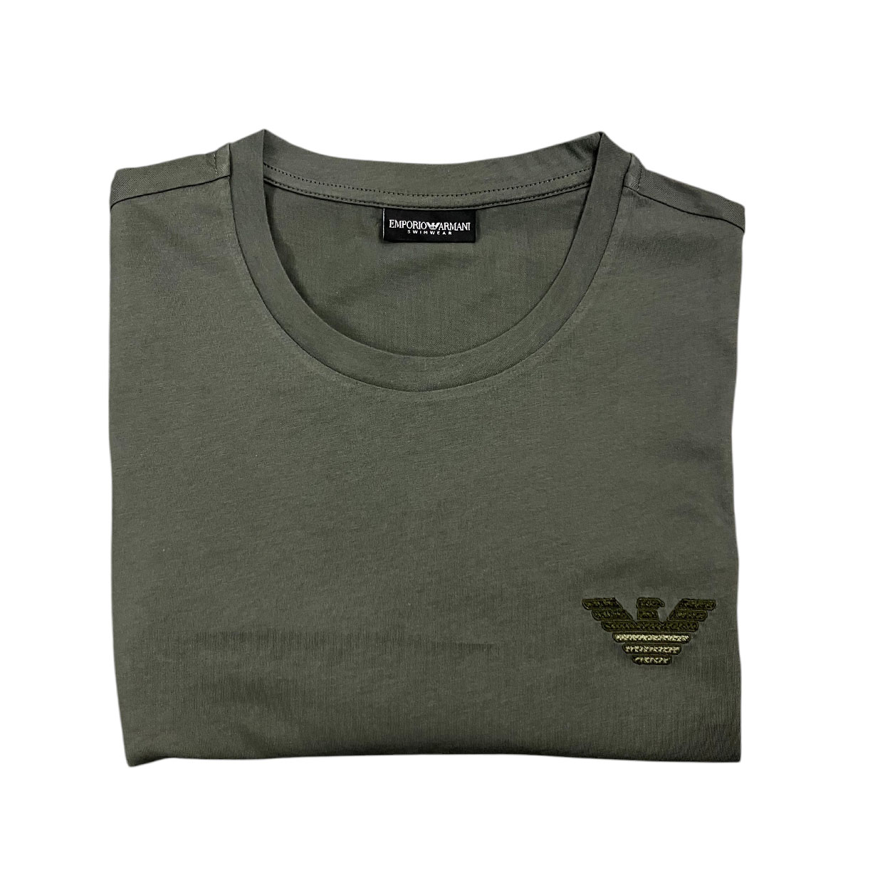 Emporio Armani - T-shirt cotone Swimwear EM000574 AF12334 Verde militare - immagine 3
